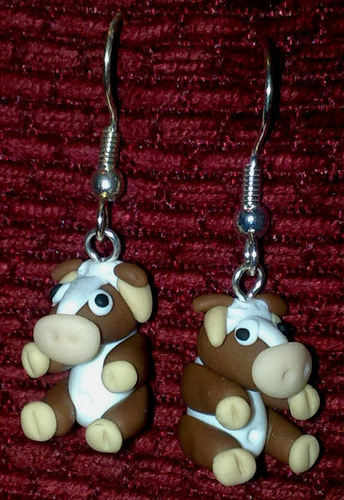 Earrings Cow Brown & White