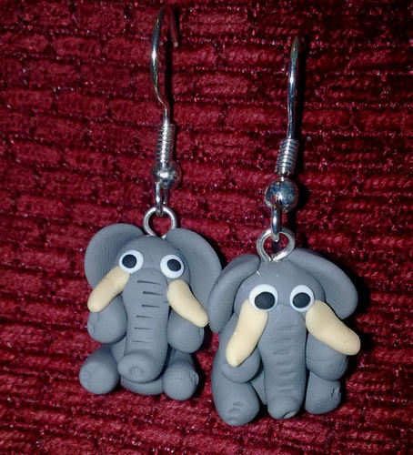 Earrings Elephant Grey
