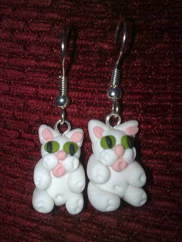 Earrings Cat White