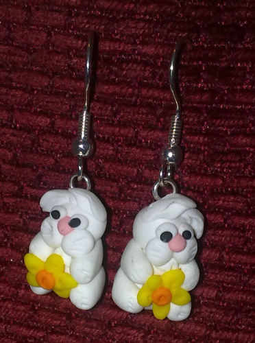Earrings Rabbit White Carrot