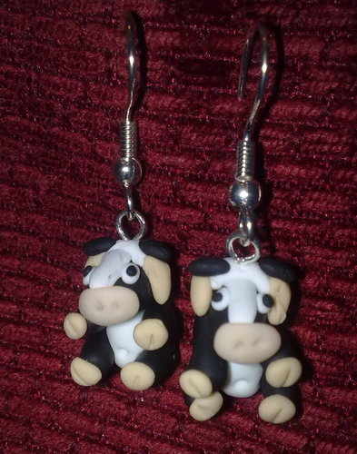 Earrings Cow Black & White