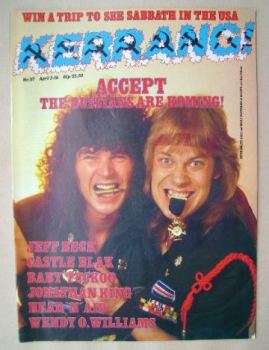Kerrang magazine - Peter Baltes and Wolf Hoffmann cover (3 April 1986 - Issue 117)
