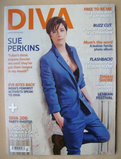 Diva magazine - Sue Perkins cover (March 2013 - Issue 201)