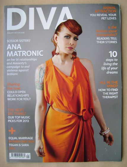 <!--2013-01-->Diva magazine - Ana Matronic cover (January 2013 - Issue 199)