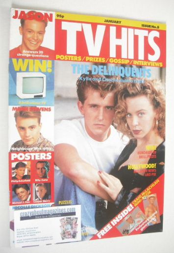TV Hits magazine - January 1990 - Charlie Schlatter and Kylie Minogue cover (Issue 5)