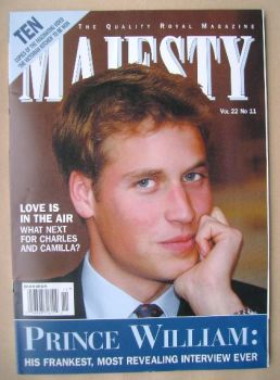 Majesty magazine - Prince William cover (November 2001 - Volume 22 No 11)