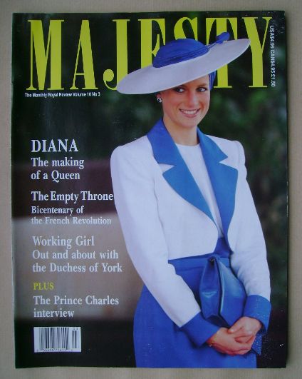 Majesty magazine - Princess Diana cover (July 1989 - Volume 10 No 3)