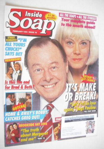 Inside Soap magazine - Bill Treacher and Wendy Richard cover (February 1994)