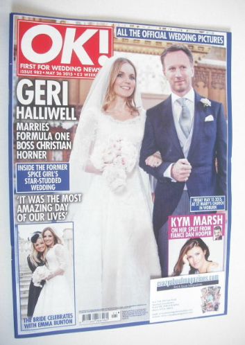 OK! magazine - Christian Horner and Geri Halliwell wedding cover (26 May 2015 - Issue 982)