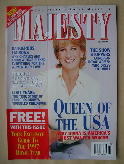 Majesty magazine - Princess Diana cover (November 1996 - Volume 17 No 11)
