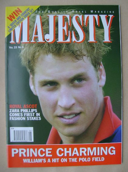 Majesty magazine - Prince William cover (August 2002 - Volume 23 No 8)