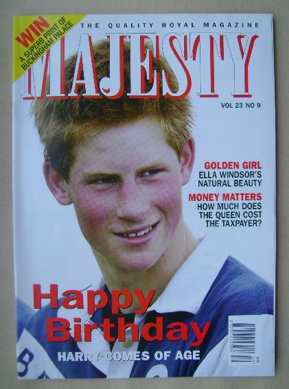 Majesty magazine - Prince Harry cover (September 2002 - Volume 23 No 9)
