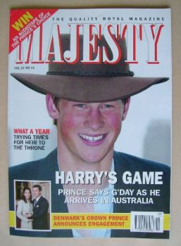 Majesty magazine - Prince Harry cover (November 2003 - Volume 24 No 11)