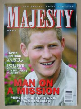 Majesty magazine - Prince Harry cover (April 2004 - Volume 25 No 4)