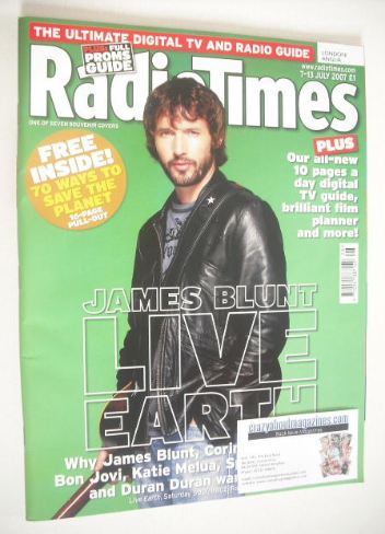 Radio Times magazine - James Blunt cover (7-13 July 2007)