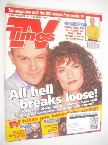 TV Times magazine - Ross Kemp and Jacqueline Leonard cover (18-24 January 1997)