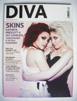 Diva magazine - Lily Loveless and Kathryn Prescott cover (February 2010)