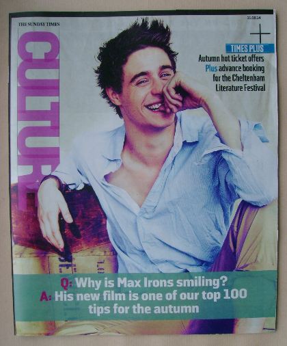 Culture magazine - Max Irons cover (31 August 2014)