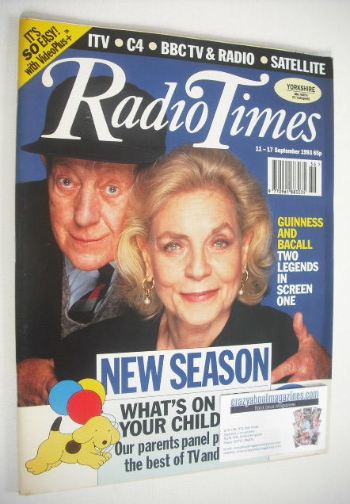 Radio Times magazine - Alec Guinness and Lauren Bacall cover (11-17 September 1993)