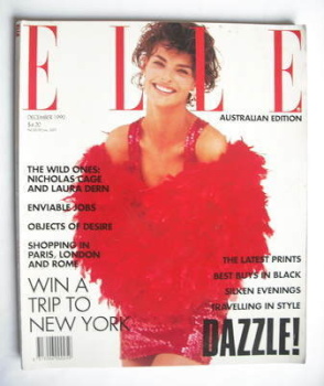 Australian Elle magazine - December 1990 - Linda Evangelista cover