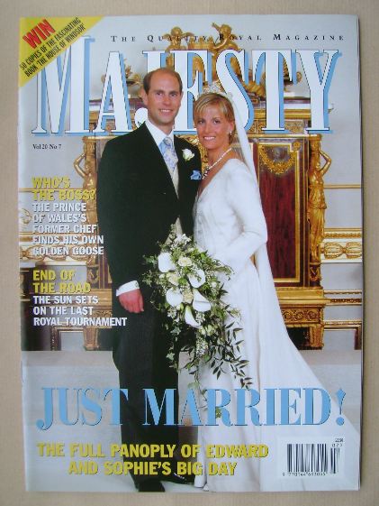 Majesty magazine - Prince Edward and Sophie Rhys-Jones cover (July 1999 - Volume 20 No 7)
