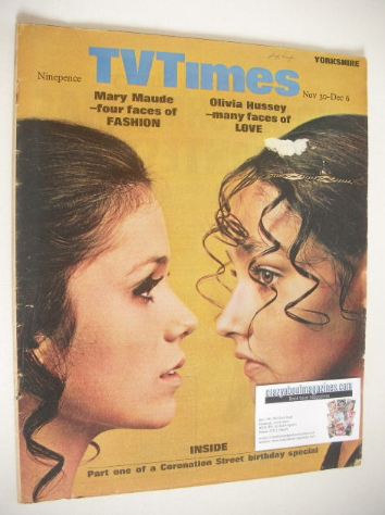 TV Times magazine - Mary Maude and Olivia Hussey cover (30 November - 6 December 1968)