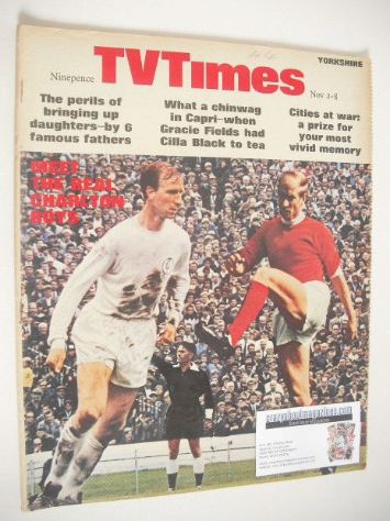 TV Times magazine - Jack and Bobby Charlton cover (2-8 November 1968)
