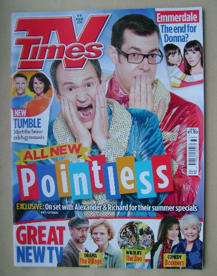 TV Times magazine - Alexander Armstrong and Richard Osman cover (9-15 August 2014)