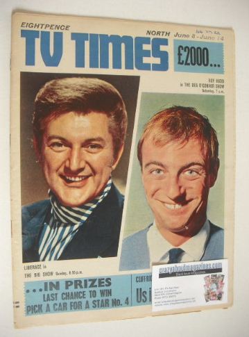 <!--1968-06-08-->TV Times magazine - Liberace and Roy Hudd cover (8-14 June