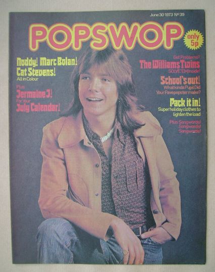 Popswop magazine - 30 June 1973 - David Cassidy cover