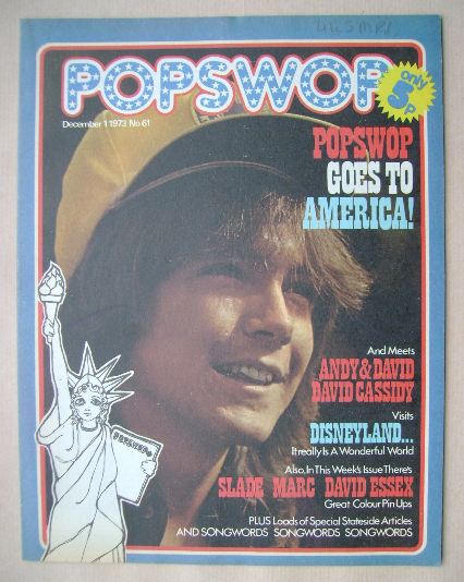 Popswop magazine - 1 December 1973 - David Cassidy cover