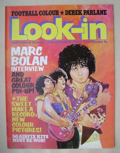 <!--1974-03-23-->Look In magazine - Marc Bolan cover (23 March 1974)