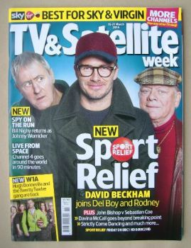 TV & Satellite Week magazine - Nicholas Lyndhurst, David Beckham and David Jason cover (15-21 March 2014)