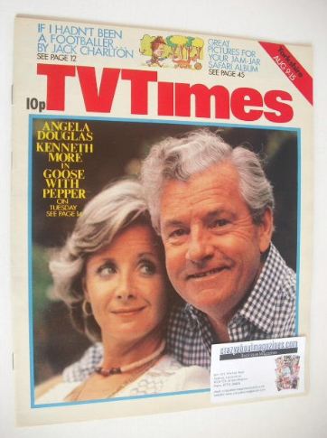 TV Times magazine - Angela Douglas and Kenneth More cover (9-15 August 1975)