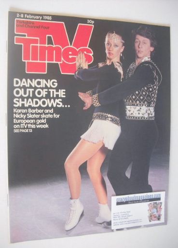 TV Times magazine - Karen Barber and Nicky Slater cover (2-8 February 1985)