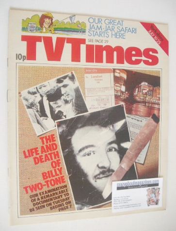 TV Times magazine - The Life And Death Of Billy Two-Tone cover (19-25 July 1975)