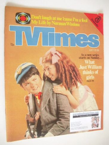 TV Times magazine - Adrian Dannatt and Bonnie Langford cover (22-28 October 1977)