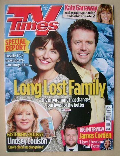 TV Times magazine - Davina McCall and Nicky Campbell cover (26 July - 1 August 2014)