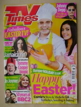 TV Times magazine - Simon Gregson and Kym Marsh cover (19-25 April 2014)