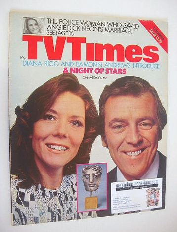 TV Times magazine - Eamonn Andrews and Diana Rigg cover (13-19 March 1976)