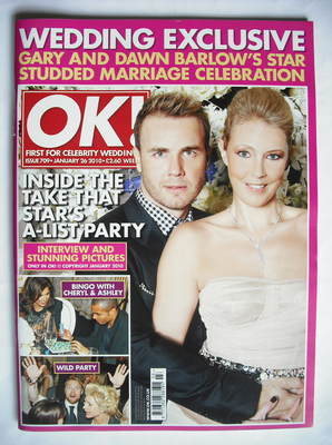 <!--2010-01-26-->OK! magazine - Gary Barlow and Dawn Andrews cover (26 Janu