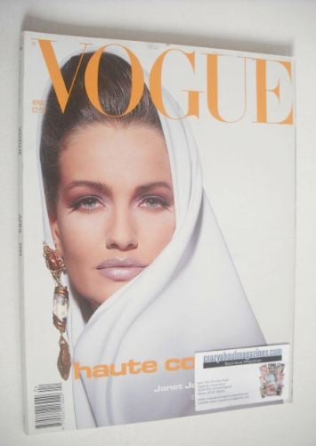 British Vogue magazine - April 1991 - Karen Mulder cover