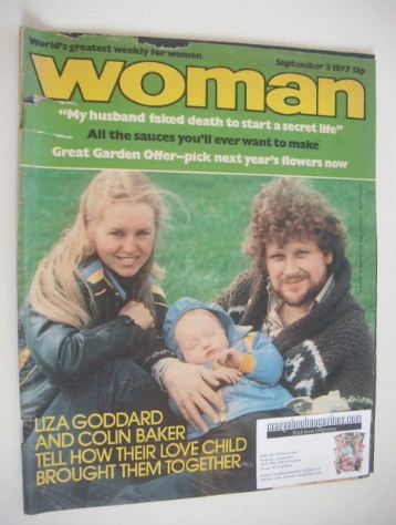 <!--1977-09-03-->Woman magazine - Liza Goddard and Colin Baker cover (3 Sep