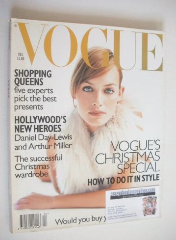 British Vogue magazine - December 1996 - Amber Valletta cover