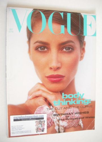 British Vogue magazine - July 1991 - Christy Turlington cover