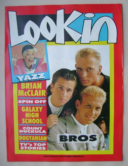 <!--1988-11-26-->Look In magazine - Bros cover (26 November 1988)