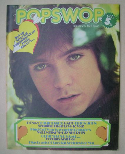 Popswop magazine - 16 February 1974 - David Cassidy cover