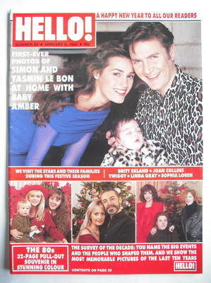 Hello Magazine Simon Le Bon And Yasmin Le Bon And Amber Rose Le Bon Cover 6 January 1990 Issue 84