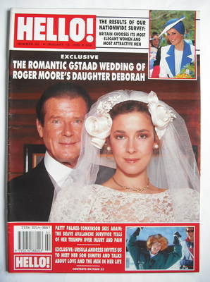 Hello! magazine - Roger Moore and daughter Deborah cover (13 January 1990 - Issue 85)