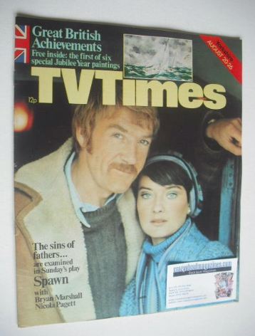 TV Times magazine - Bryan Marshall and Nicola Pagett cover (20-26 August 1977)